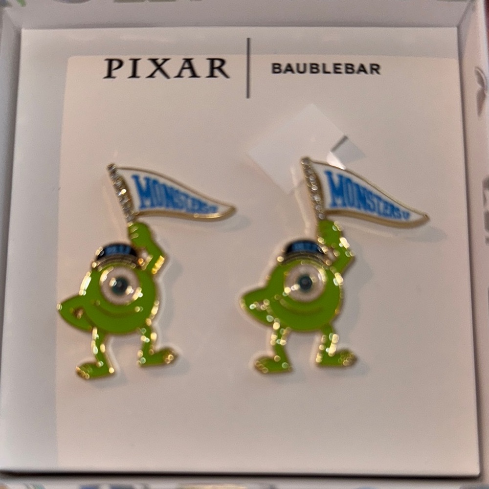 BaubleBar Pixar Monsters Inc Mikey earrings
